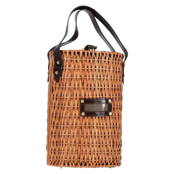 Fendi Handbags - FENDI Straw Bag Hand Bag Raffia Brown Gold